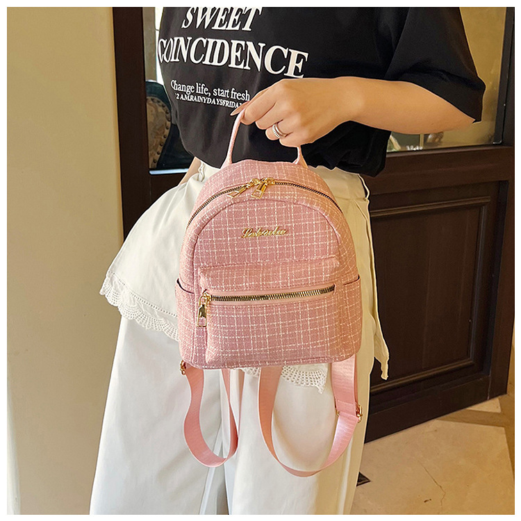 538g Weight Zipper Closure Type Double Shoulder Straps Strap Type Functional Backpack Bags Type Casual, Shopping Occasion Pu Leather Material Women's Backpack Backpack Plaid Pattern All Seasons Season Women's Gender Elegant, Streetwear Style Square Shape Plaid Casual Shopping Women's Backpack Functional Backpack 9