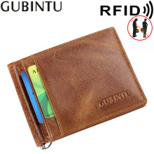 GUBINTU真皮钱夹信用卡套男士女士钱包防磁复古美金夹RFID钱夹