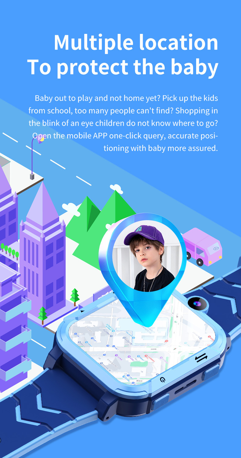 Cross-border foreign language Y76 children's phone smartwatch, 4G video call, photo, waterproof, foreign language and multiple languages Item Picture