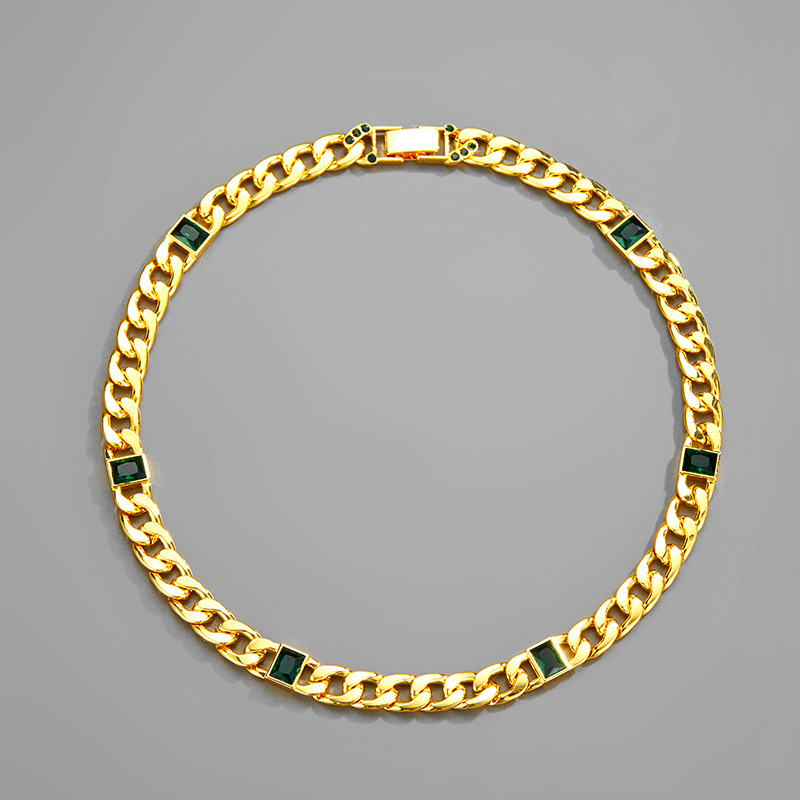 Retro Geometric Alloy Inlay Rhinestones Unisex Necklace 1 Piece