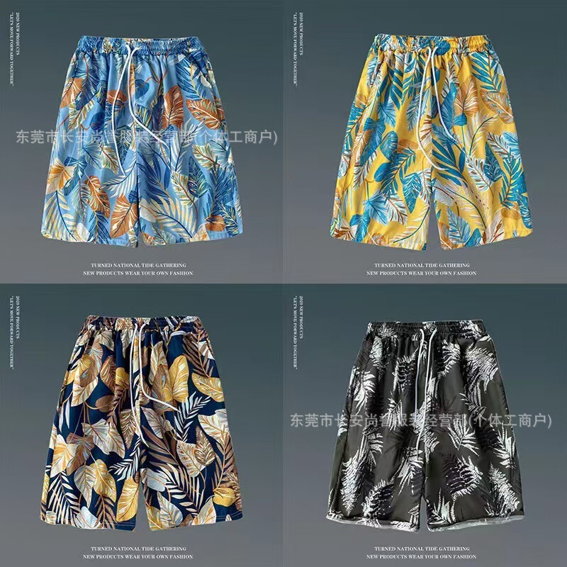 メンズビーチパンツ、休暇、海辺、速乾性、ゆったり、薄手、5点式メンズショートパンツ、スポーツカジュアルフラワーパンツ卸売|undefined