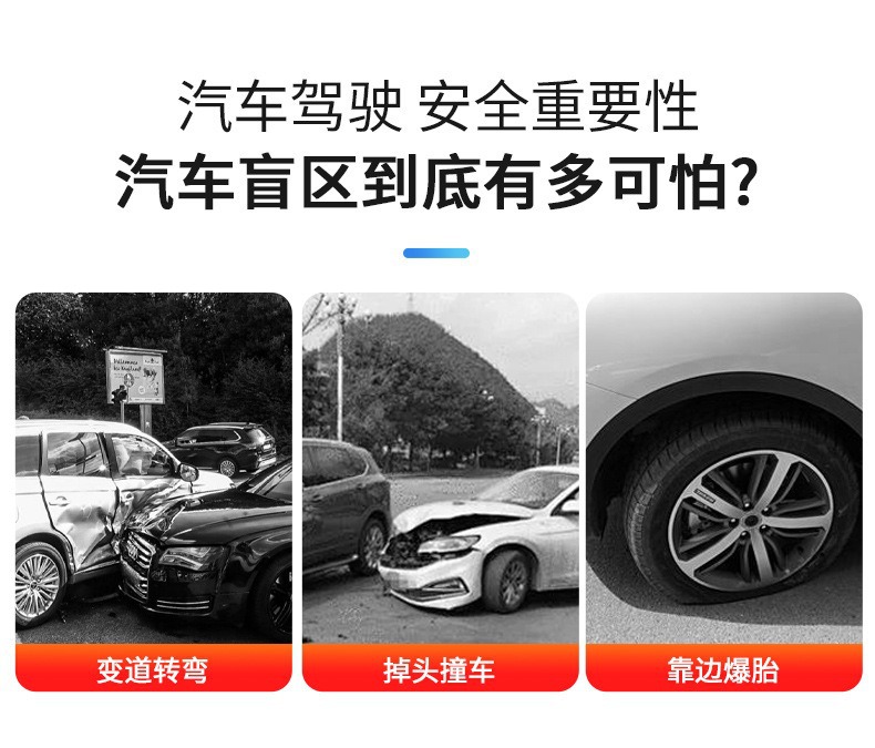 Car rearview mirror coach mirror car mirror auxiliary mirror blind spot mirror large field of view wide angle mirror adjustable angle add-on mirror
