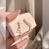 Silver needle, advanced earrings from pearl, silver 925 sample, flowered, high-quality style, 2024 years
