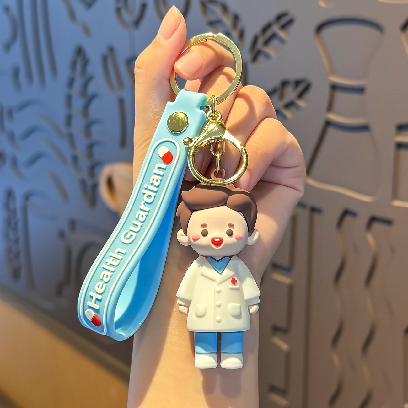 Ángel blanco doctor llavero bolsas de goma suave colgantes creativos regalos de vacaciones originales regalos de enfermeras al por mayor