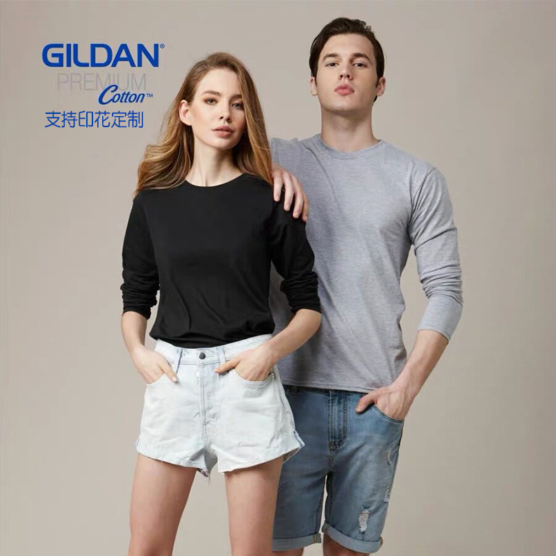 gildan76400 Gildan Casual Long Sleeve T-Shirt Pure Cotton Blank Crewneck T-Shirt Advertising Shirt Printed logo