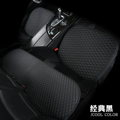 New Three-Piece Car Seat Cushion Set for All Seasons, Windproof, Breathable, Comfortable, Tie-Free Leather Single Seat Cushion Wholesale (Seat cushion, seat cover) - black-front-row-leaflet