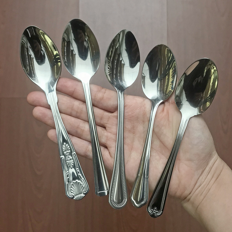 스테인레스 스틸 티스푼 가정용 소형 스푼 라인 구슬 포인트 포인팅 스푼 다용도 스낵 스푼 음료 혼합 스푼 차 스푼