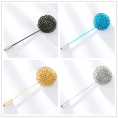 Alibaba.com Men's Collar Long Needle Flower Ball Collar Pin Suit Jacket Fashion Personality Colorful Personality Brooch