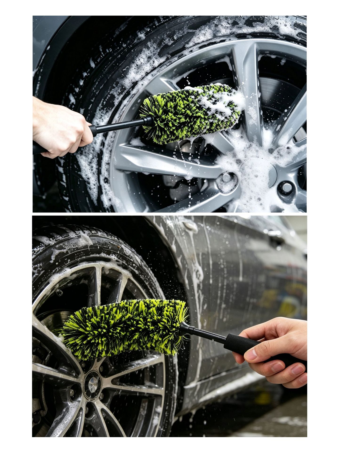 Ultra-fine wheel hub fiber brush with PP bristles, bendable for cleaning and dust removal of car tire rims