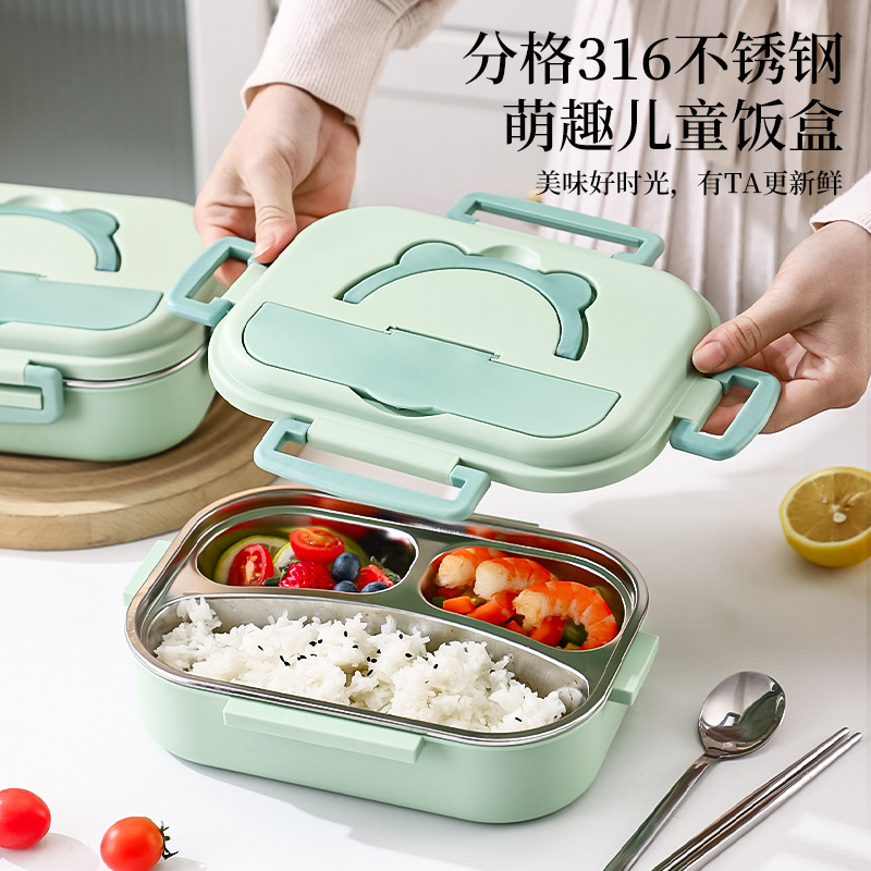 Fiambrera para trabajadores de oficina 304 horno microondas de acero inoxidable caja de almuerzo dividida olla de almuerzo de aislamiento de gran capacidad lonchera para estudiantes