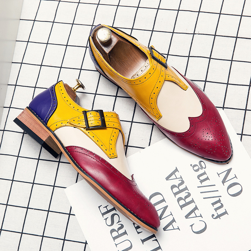 Zapatos de cuero transfronterizos de hombre, moda, desfile, zapatos casuales de punta, zapatos de boda de novio, zapatos de cuero grandes para hombres