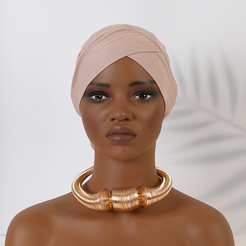 Foulard musulmano Cappello tubolare incrociato in cotone mercerizzato modal con cappuccio e base_voghion.com