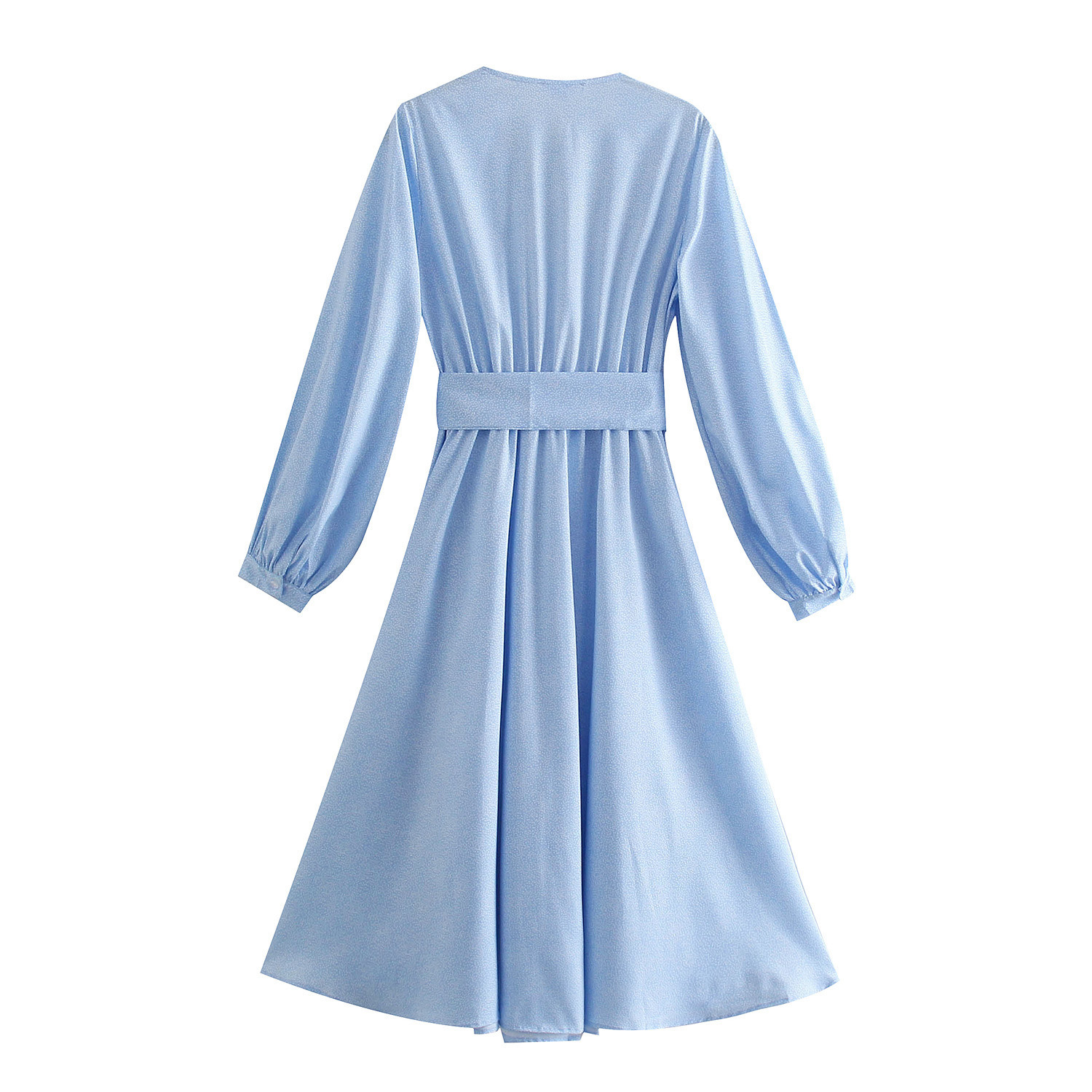 V-neck long-sleeved waist thin lace-up dress Nihaostyles wholesale clothing vendor NSAM74138