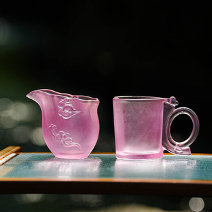 Ancient Glass Lost Wax Glass Heart-Shaped with Handle for Women and Children Pink Milk Tea Cup Rabbit Fair Cup
