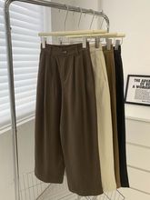 日系大码宽松高腰工装裤复古胖mm300斤松紧腰直筒显瘦阔腿休闲裤