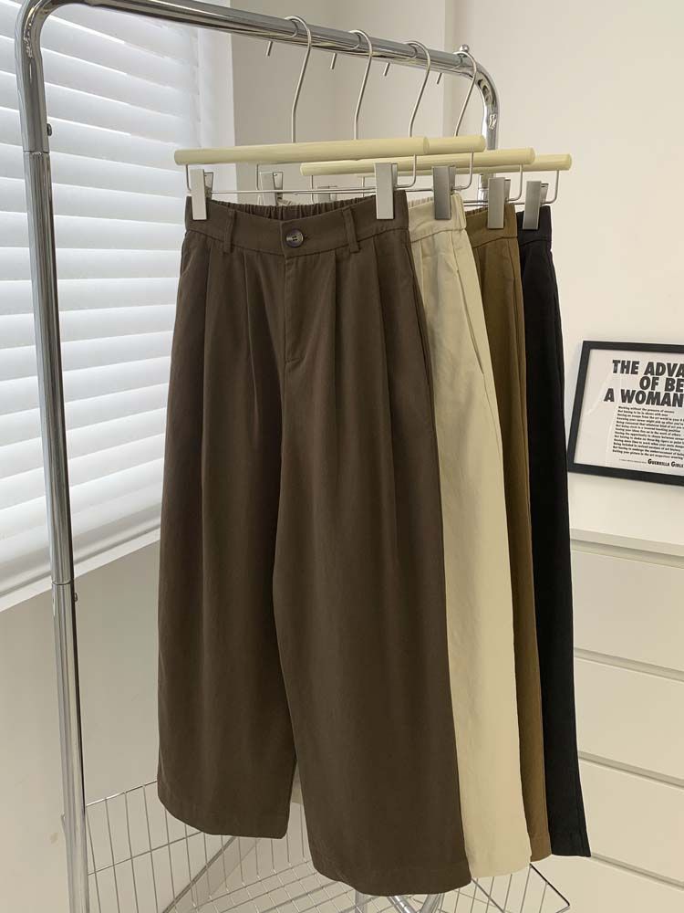 日系大码宽松高腰工装裤复古胖mm300斤松紧腰直筒显瘦阔腿休闲裤