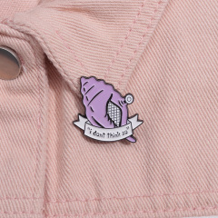 Cartoon Creative Purple Conch Shell-Shaped Metal Badge Clothes Backpack Personalized Decorative Pin Anti-Exposure Brooch