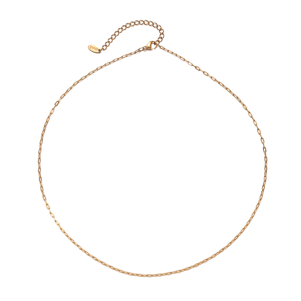 Tena artículos de acero inoxidable europeo y americano, lujo ligero, sensación de alta gama, cadena delgada, cadena de clavícula de nicho de todo fósforo, acero de titanio, mujer que no se desvanece image 6