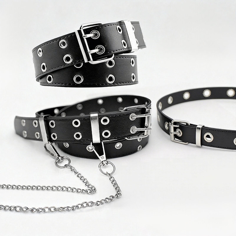Cross-Border Popular European and American Hip-Hop Punk Style Belt, Casual Jeans, Fashionable Chain-Decorated Belt, Chicken Leather Belt Cross-Border Popular European and American Hip-Hop Punk Style Belt, Casual Jeans, Fashionable Chain-Decorated Belt, Chicken Leather Belt