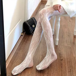 lolita蕾丝网袜打底连裤袜日系洛丽塔网红渔网黑丝白色丝袜子女