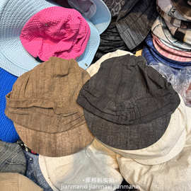 简约本山风褶皱鸭舌帽女2025新款日系废土风通勤百搭夏季报童帽子