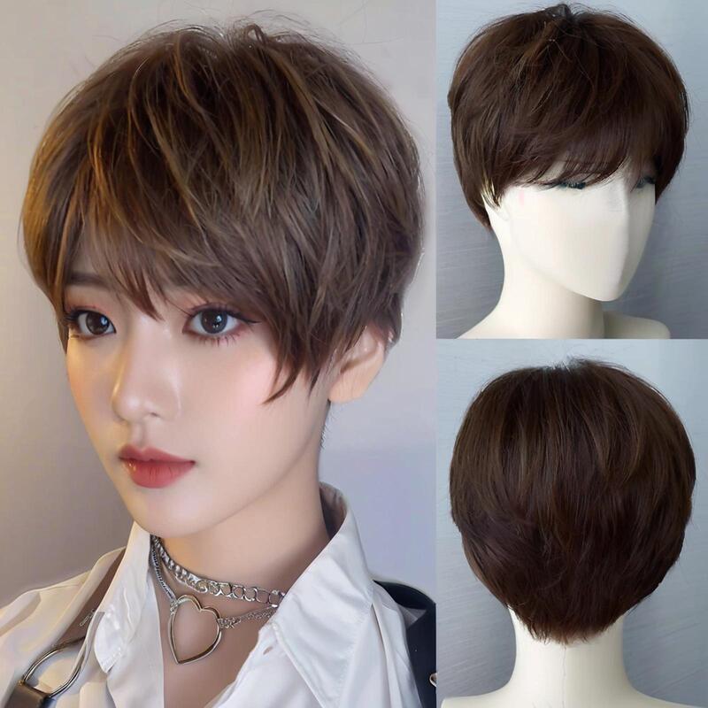Amazon Export Wig Chemical Fiber High Temperature Silk AliExpress Hot Selling Short Straight Hair Unisex Chemical Fiber Full Head Cover