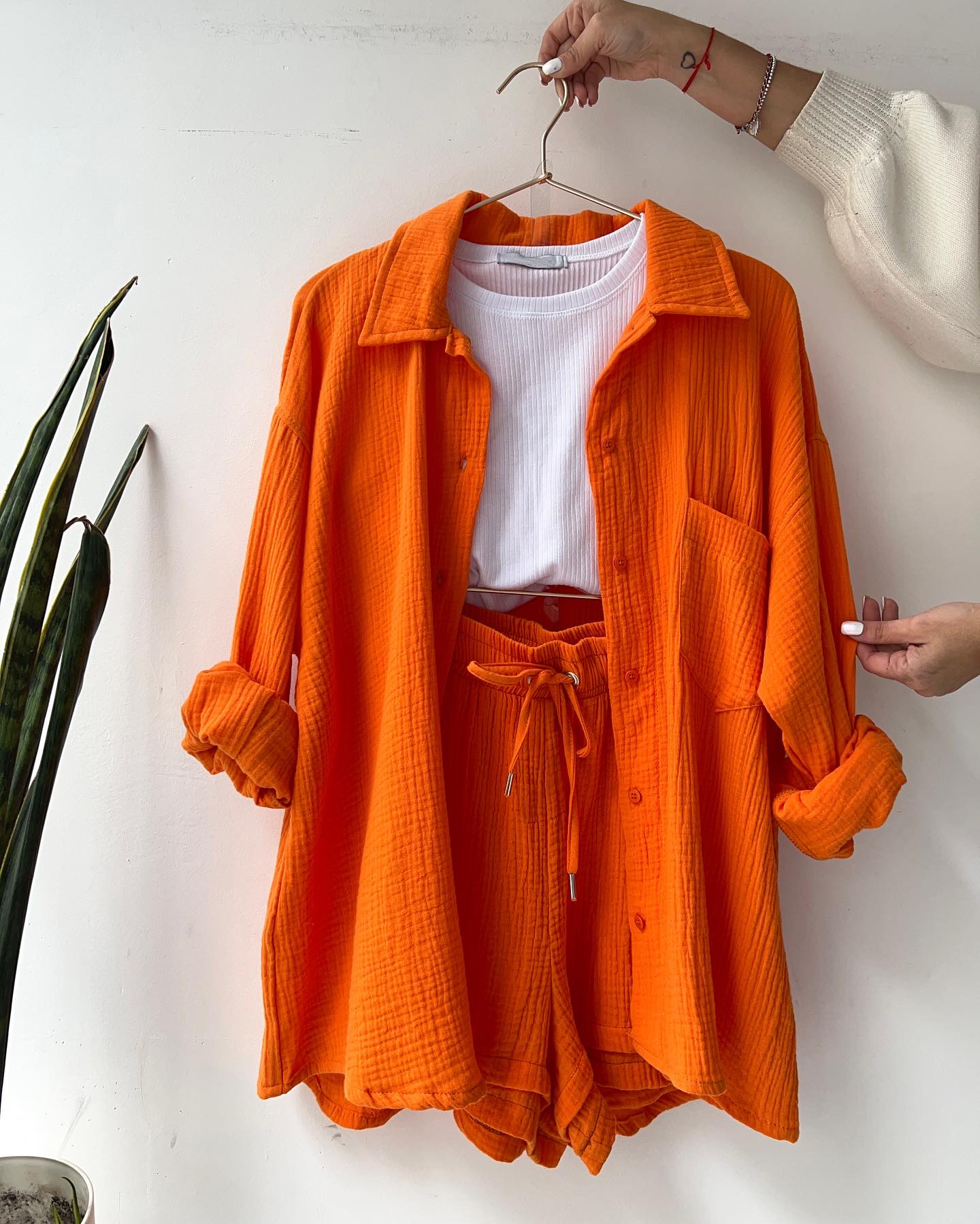 Title 14, Completo casual da donna, camicia in tessuto st...