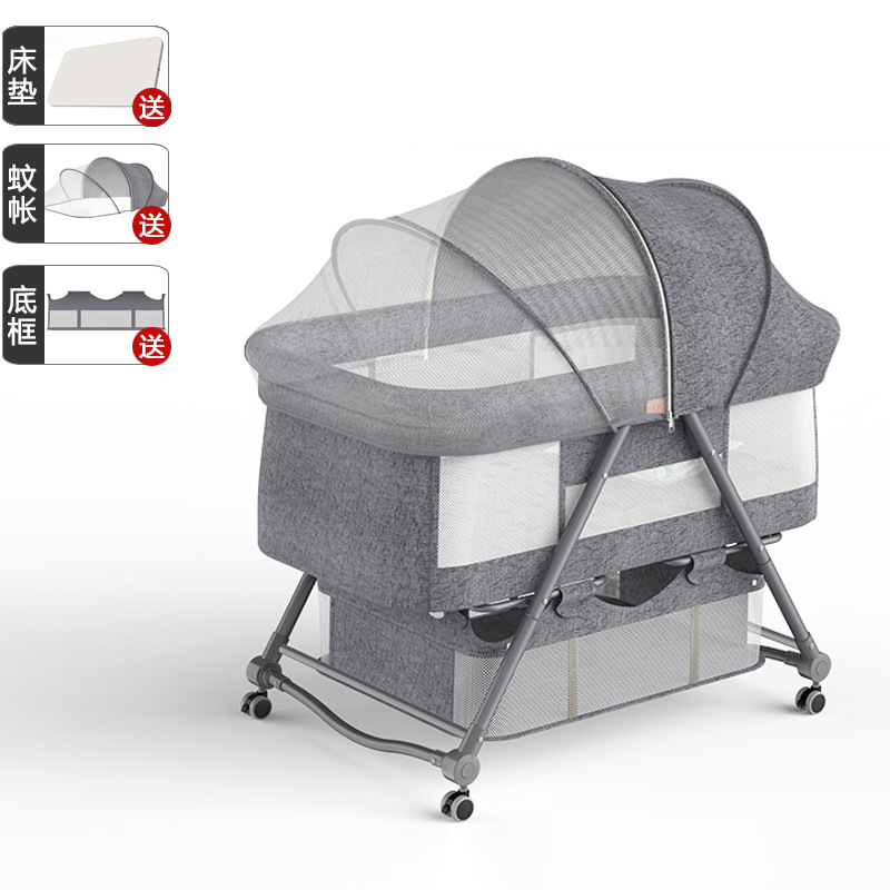 Cuna portátil plegable Cuna Cama con rodillo móvil cama de bebé BB dormir recién nacido cama de empalme