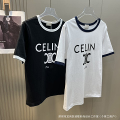 古典的な現物代発 ~ 南油品質ce凱旋門半袖tシャツ衝突色百合丸襟夏半袖