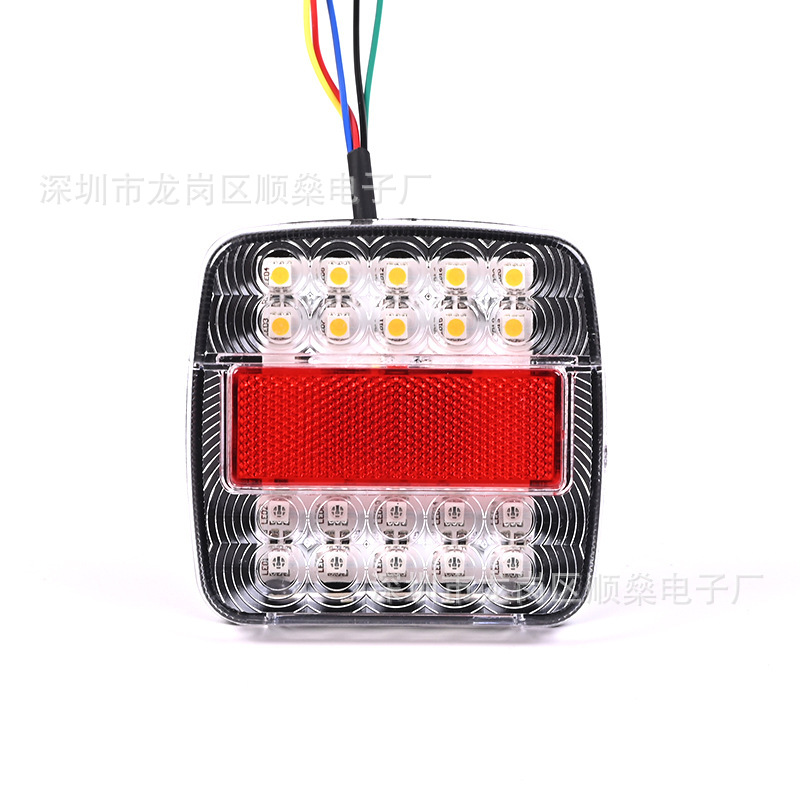 Manufacturer Spot Supply Cross-Border Export 12V24Vled Red and Yellow Square Lights Truck Tail Lights Trailer Lights Truck Tail Lights