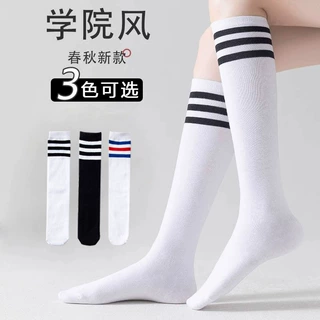 学生袜足球小腿袜子女春夏薄款中筒运动长袜日系三杠学院风小腿袜