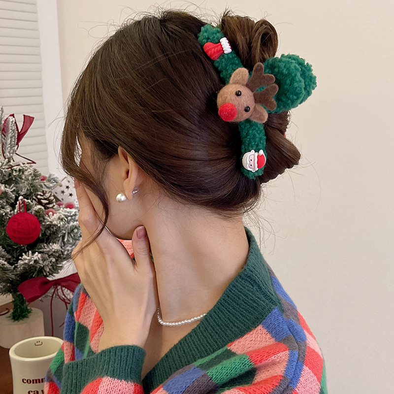 Cute Christmas Tree Santa Claus Arylic Handmade Hair Claws 1 Piece8