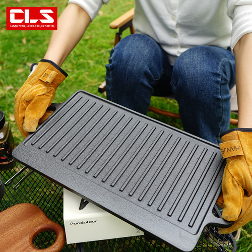 CLS outdoor camping barbecue plate Korean barbecue plate double-sided teppanyaki steak gas induction cooker grill pan