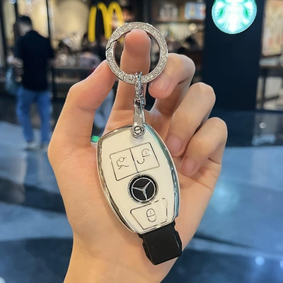 Car key bag, Mercedes V-Class Key Cover Vito - white-key-cover-diamond-ring