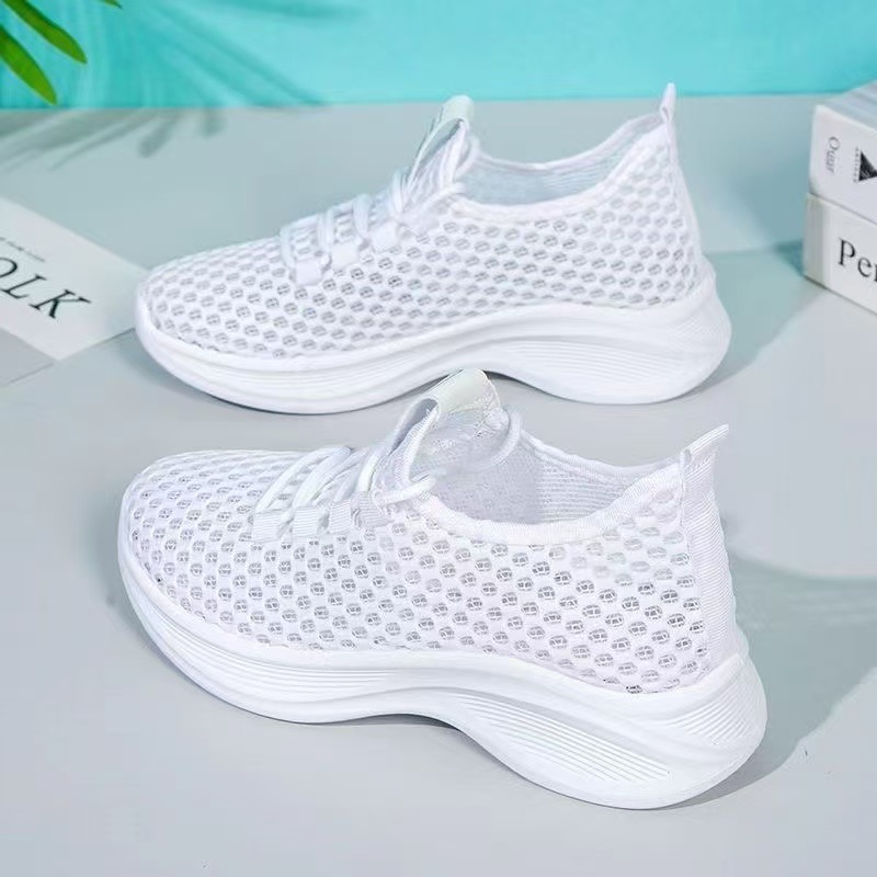 2026 Summer New Women's Shoes Breathable Hollow-Out Shoes Single Shoes Mesh Shoes Soft-Soled Casual Shoes Mom Shoes Mesh Shoes