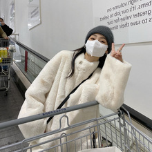 2023年冬季新款宽松皮毛一体中长款毛毛外套女仿兔毛绒绒皮草大衣