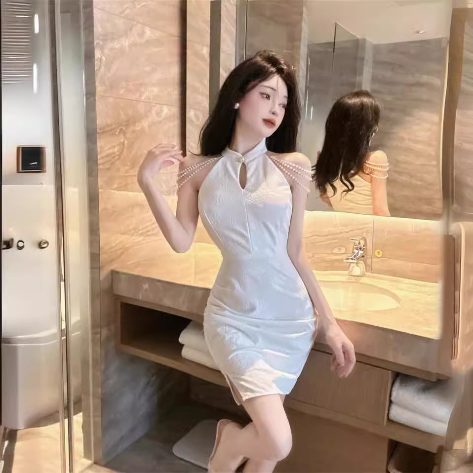 New Chinoiserie Cheongsam Dress Women's Summer Slimming Look Short Skirt