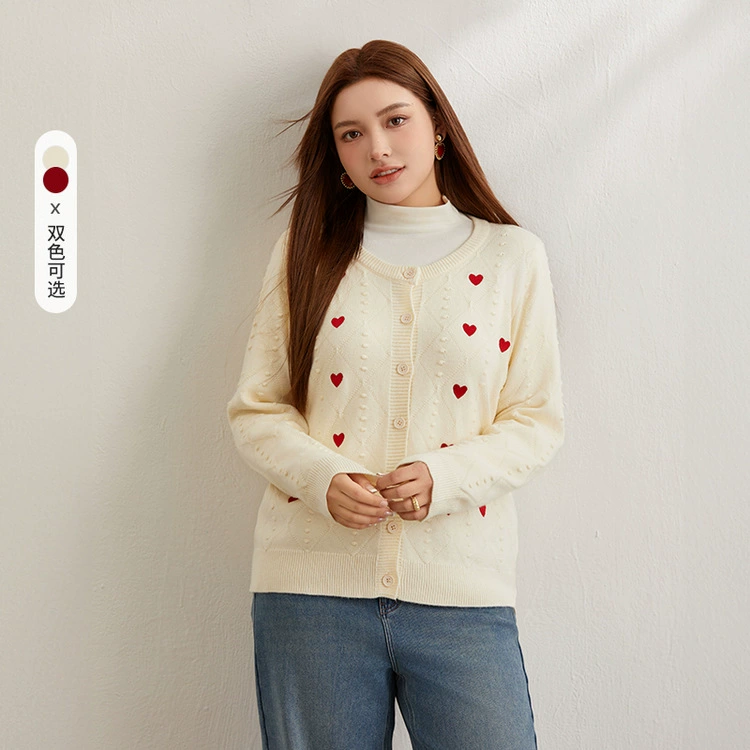 Новогодний красный свитер удачи тонкое шоу плюс размер женский толстый теплый сладкий кардиган пальто толстый mm2023 зима Новинка