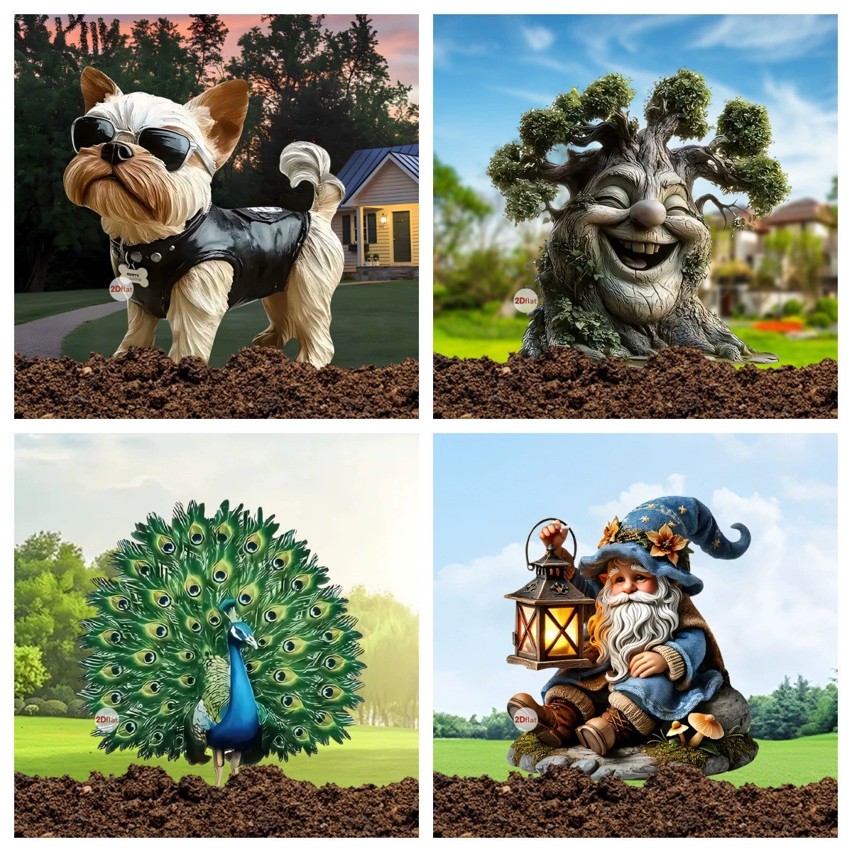 Новый продукт для путешествий по лесным животным, 2D акриловый плоский садовый кол, украшение для открытого двора, вставка в землю.