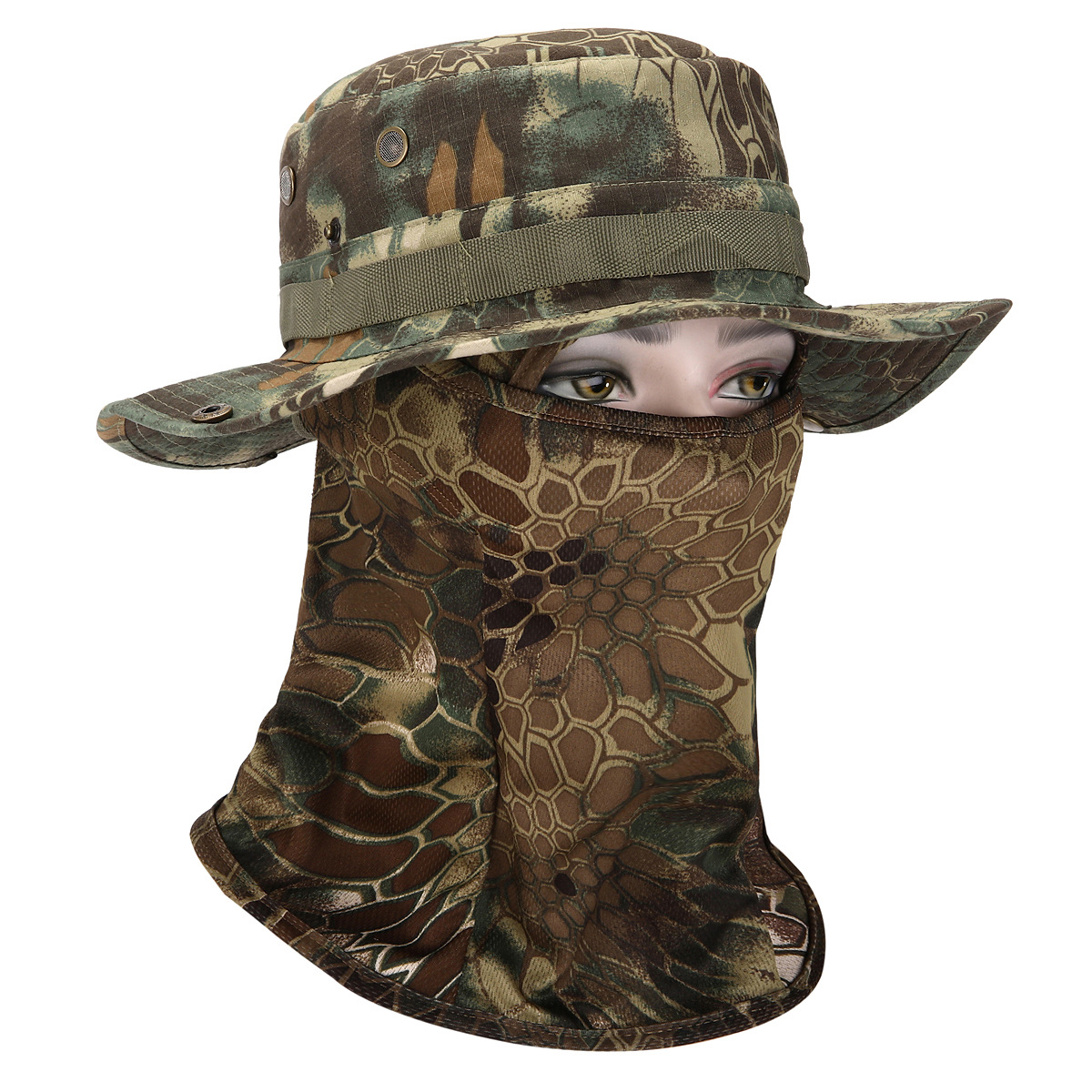 Sombrero de camuflaje con ala ancha al aire libre sombrero Benni sombrero de camuflaje para fanáticos militares sombrero de alpinismo de pesca protector solar sombrero de pescador transpirable hombre