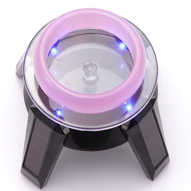 UFO带灯 太阳能飞船 旋转展示架 展示台 转盘 珠宝手机旋转台托盘