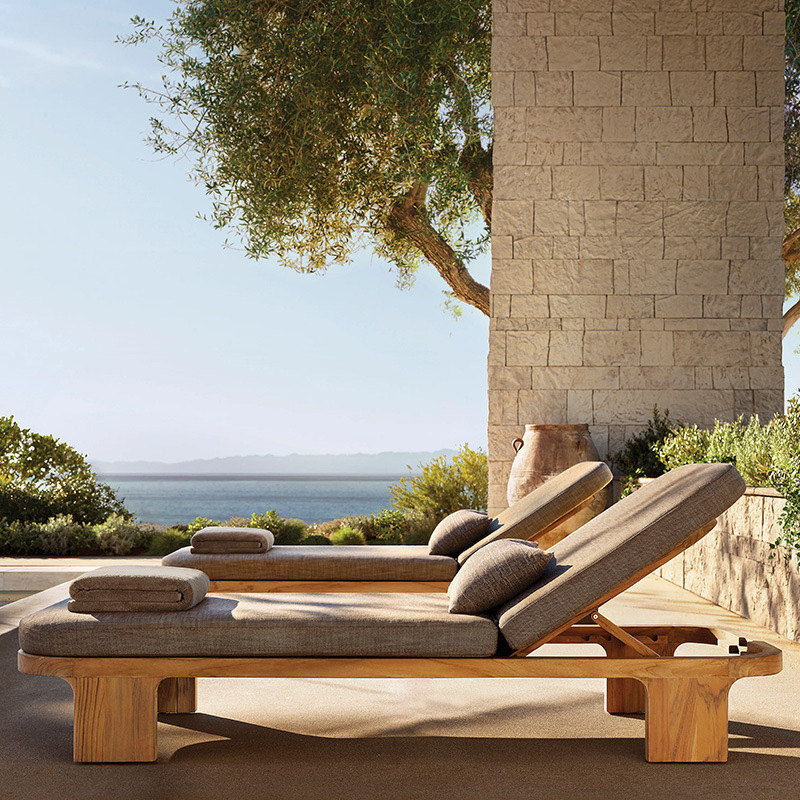 Sofá de madera maciza al aire libre patio villa balcón al aire libre ocio tronco de muebles combinación de teca nórdica sillón mesa de té