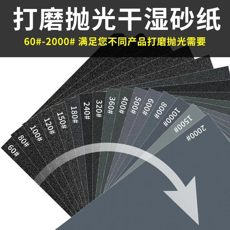 Wet and Dry Sandpaper for Polishing, 60-Grit Wet Sandpaper, Fine Dry Sandpaper, 2000-Grit Sandpaper Wet and Dry Sandpaper for Polishing, 60-Grit Wet Sandpaper, Fine Dry Sandpaper, 2000-Grit Sandpaper