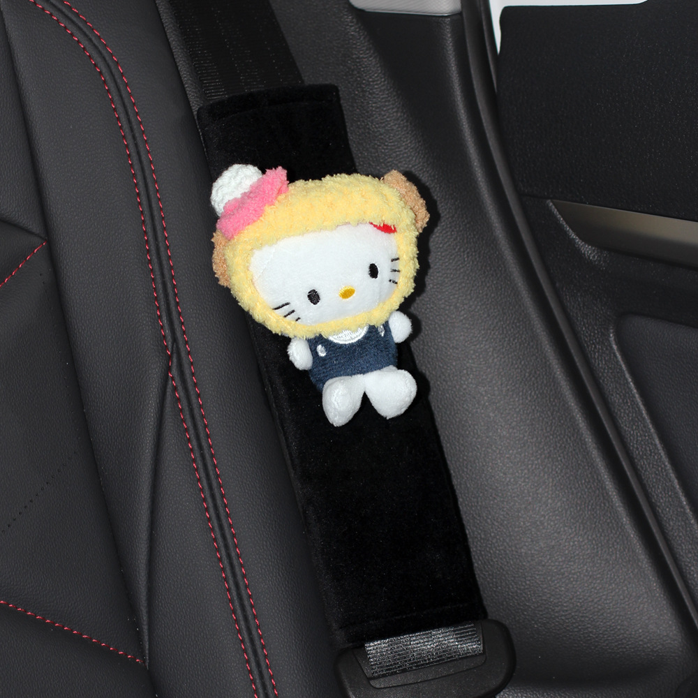 New kitty cat car seat belt shoulder pad plush protective cover anti-collar cute women's car interior decoration