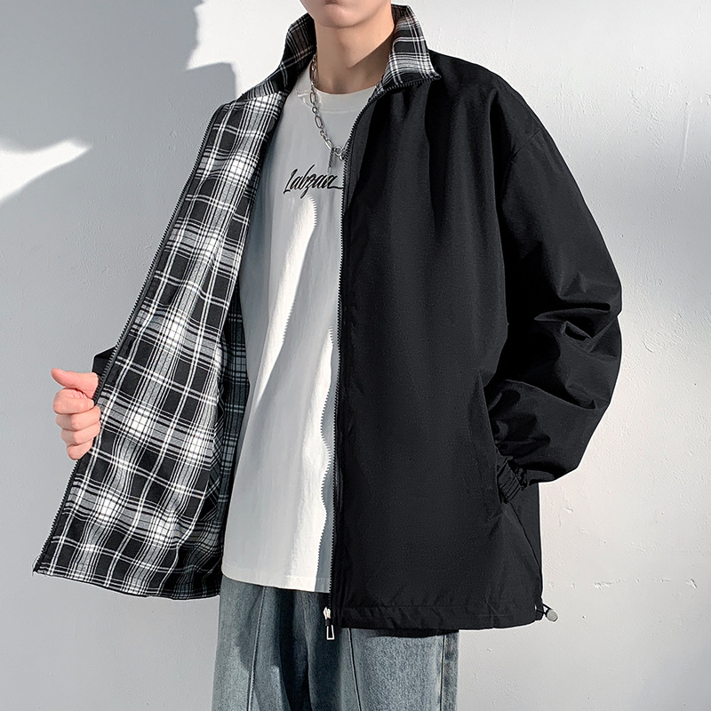 Men's Jacket Workwear Style Casual Loose Fit Reversible Lapel_voghion.com
