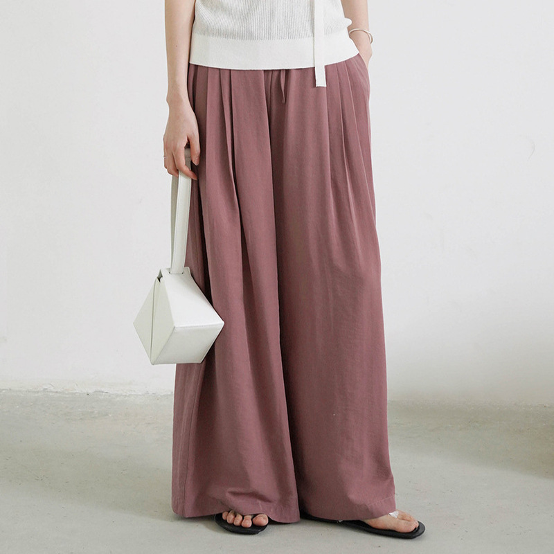 Love and Nancy Guangzhou Thirteen Lines Summer Korean Style Original Elastic Waist Tencel Straight Casual Pants 22534 High Waist