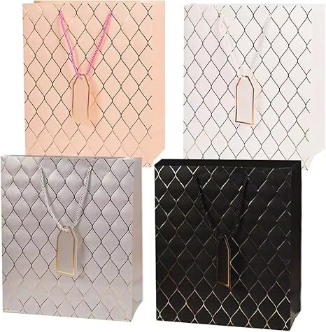 Medium-Sized Gift Bags with Handles, Tissue Paper Labels, for Birthdays, Baby Showers, Weddings - Logo Lamination Effect Medium-Sized Gift Bags with Handles, Tissue Paper Labels, for Birthdays, Baby Showers, Weddings - Logo Lamination Effect