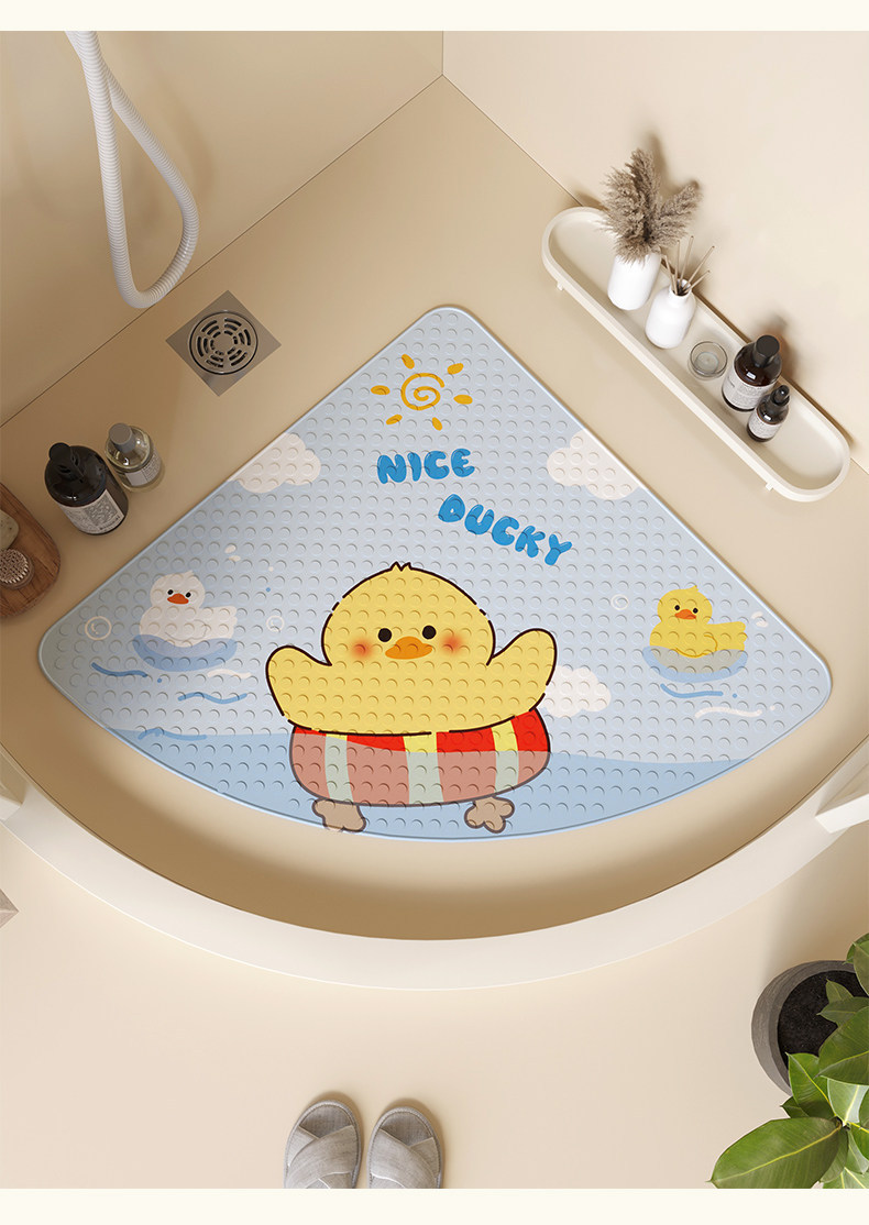 Children's Cartoon Bathroom Non-Slip Shower Mat PVC Printed Suction Cup Anti-Fall Bathtub Floor Mat