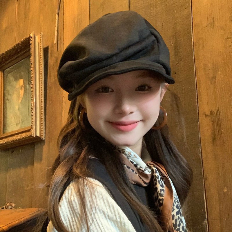 2025新款韩版复古云朵贝雷帽子女秋冬季休闲百搭时尚显脸小画家帽|undefined