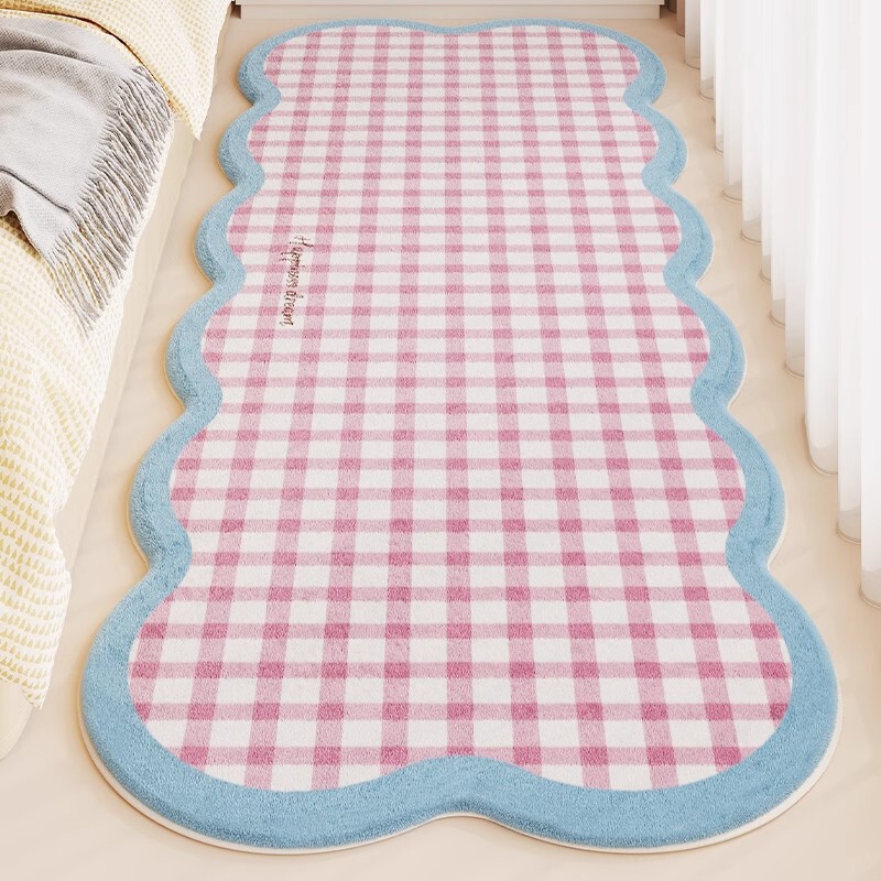Dopamine Solid Color Plaid Cashmere Skin-Friendly Comfortable Bedroom Room Bedside Blanket Thickened Cool and Dirty-Resistant Bay Window Mat